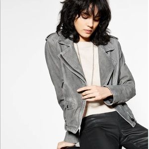 Kooples Grey Suede Biker Jacket